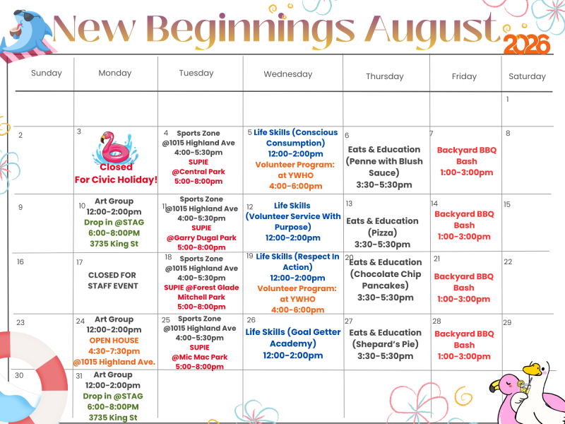 August Calendar 