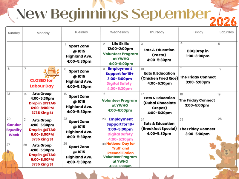 Calendar of events 