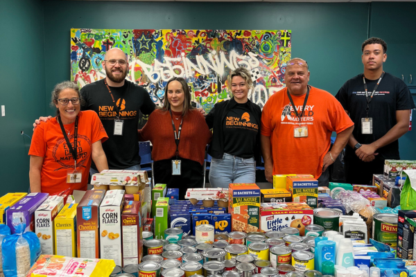 Donation setup image with volunteers