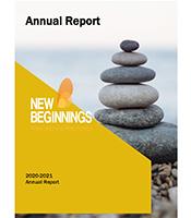 Annual Report cover, rocks stacked